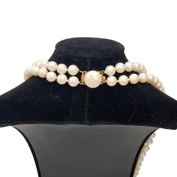 Double Strand Faux Pearl Vtg 11.5" Retro Glam Corpcore - Picture 2 of 5